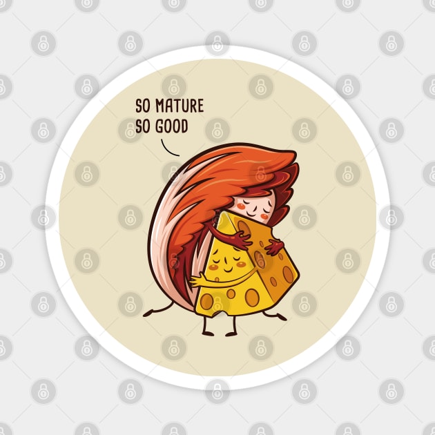 So Mature So Good. Kimchi and Cheese Hugs Magnet by SIMKUNG